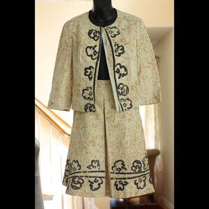 PRADA Tan and Gray Two Piece Skirt Suit